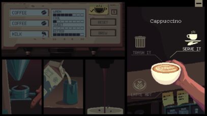 Relaxing Atmosphere: Coffee Talk is designed to be a calming and low-pressure experience, with no time limits or penalties for mistakes. The game's warm and inviting atmosphere encourages players to take their time and fully engage with the characters and story.